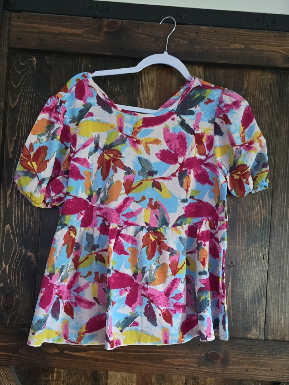 SHEIN Floral Multicolor Blouse - Pink, Yellow & Blue